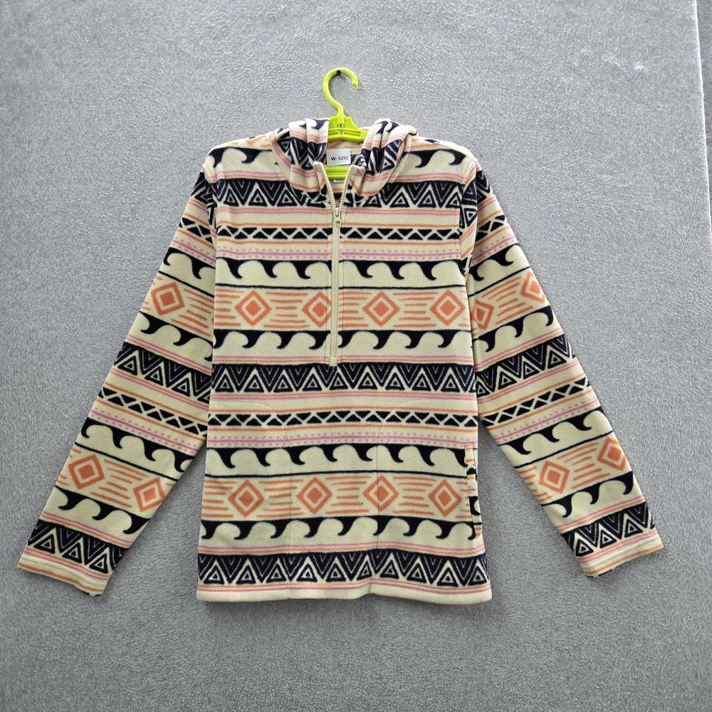 O'Neill Women Jacket XL Cream Geometric Fleece Surf Quarter Zip Aztec